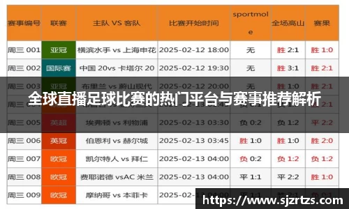 全球直播足球比赛的热门平台与赛事推荐解析
