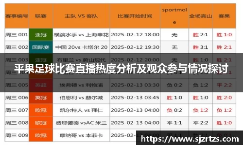 平果足球比赛直播热度分析及观众参与情况探讨